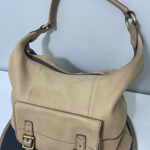 VTG Fossil Women's Tate Hobo Leather Shoulder Bag Light Tan - Picture 2 of 15